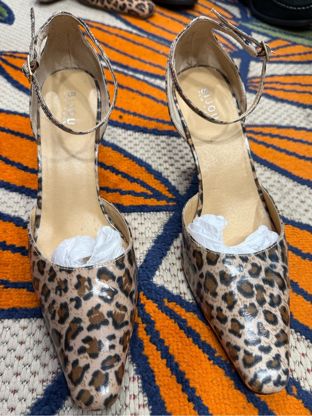 Ankle-Strap Leopard Print Women's Heels